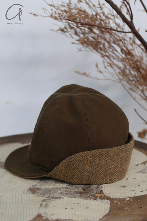 AVIVA JIFEI XUE 24 Autumn and Winter Dark Olive Cotton Brushed Back Hiking Hat AJX-FW24-TC-DOCBKWLC-SGLGW-F Dark Olive Plaid